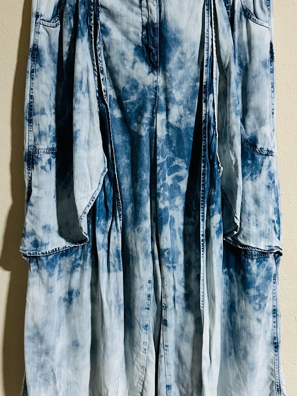 Gemma+ Jane Tie-Dye Wide Leg Pants— Blue Denim Washed